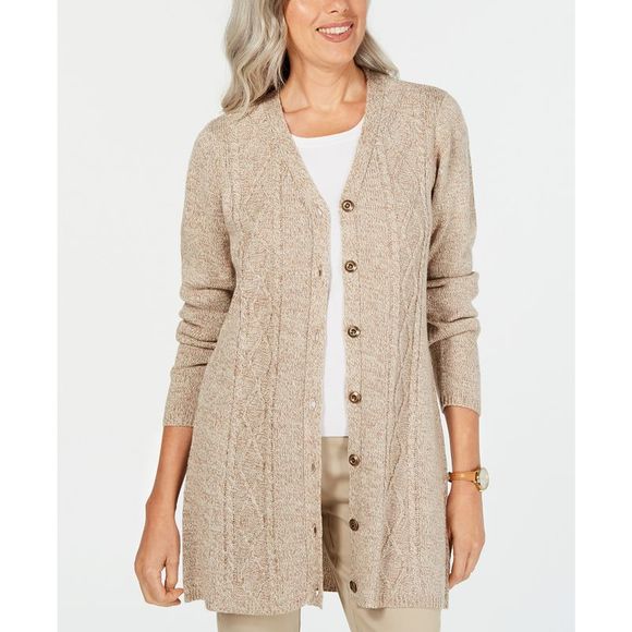 Karen Scott Sweaters Karen Scott Womens Petite Buttonfront Duster